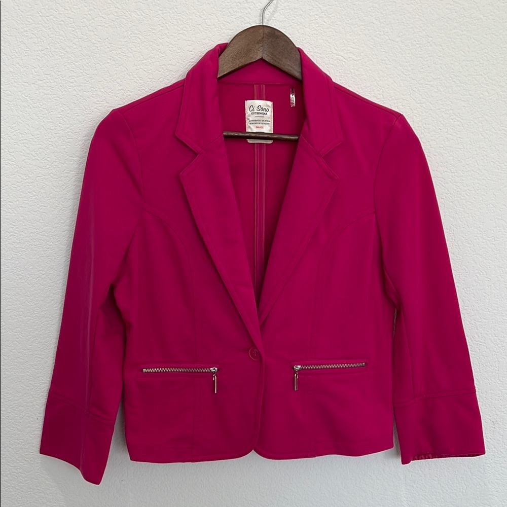 Ci Sono Pink Blazer with 3/4 Sleeves and Tailored Fit